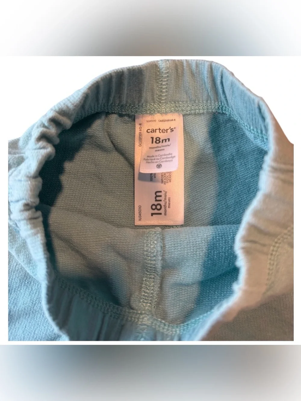 Carter's Blue Hooded Fleece Jacket with Light Blue Knit Shorts Bundle - 18M Boys